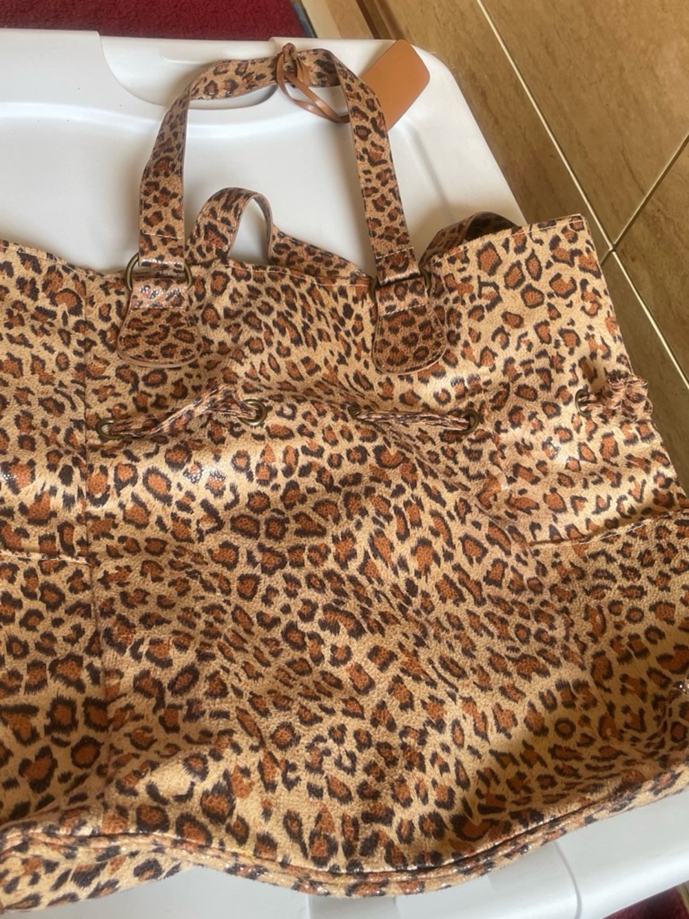 Neiman Marcus Leopard Print Tote in Brown and Black